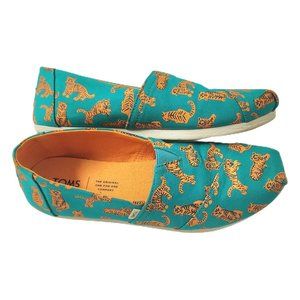 Toms Tiger Print Shoes Canvas Slip On Casual Flats Womens Size 8 Clemson Tigers